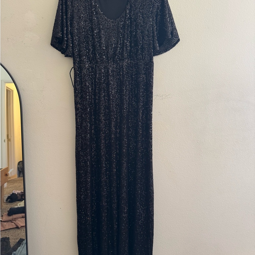 Pinkblush Black Glitter Maxi Dress